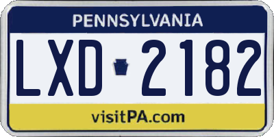 PA license plate LXD2182
