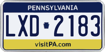 PA license plate LXD2183