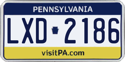 PA license plate LXD2186