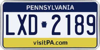 PA license plate LXD2189