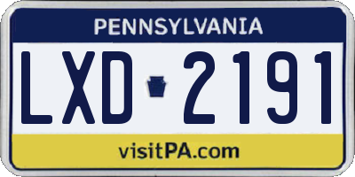 PA license plate LXD2191