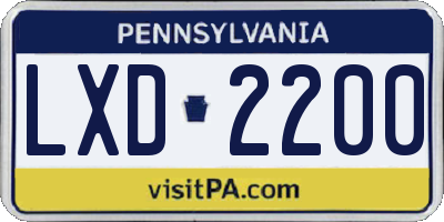 PA license plate LXD2200