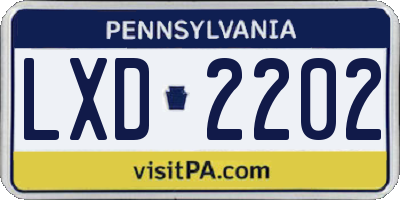 PA license plate LXD2202