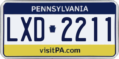 PA license plate LXD2211