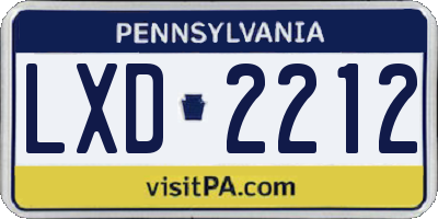 PA license plate LXD2212