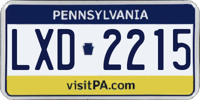 PA license plate LXD2215