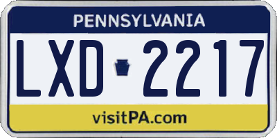 PA license plate LXD2217
