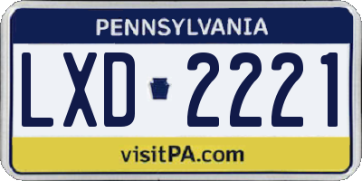 PA license plate LXD2221