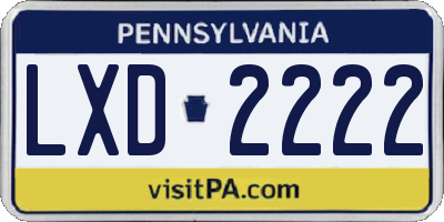 PA license plate LXD2222