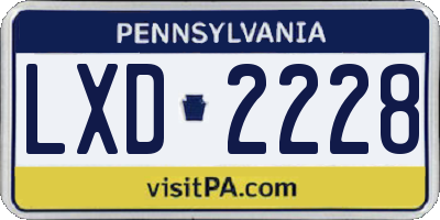 PA license plate LXD2228