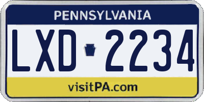 PA license plate LXD2234