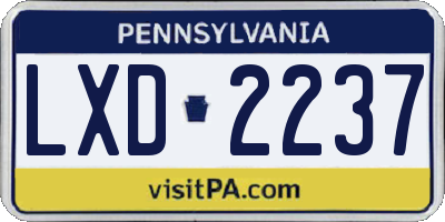 PA license plate LXD2237