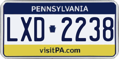 PA license plate LXD2238