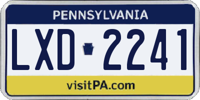 PA license plate LXD2241