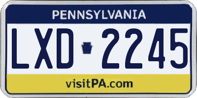 PA license plate LXD2245