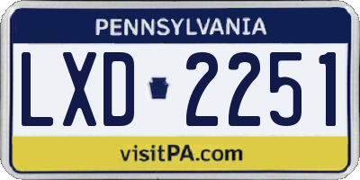 PA license plate LXD2251