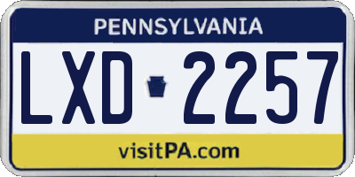PA license plate LXD2257
