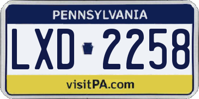 PA license plate LXD2258