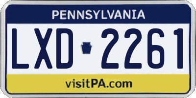 PA license plate LXD2261