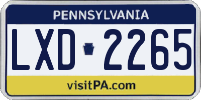 PA license plate LXD2265