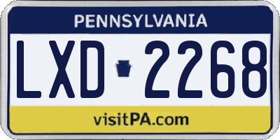 PA license plate LXD2268