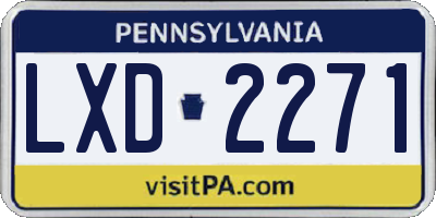 PA license plate LXD2271