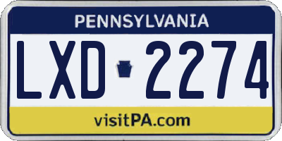 PA license plate LXD2274