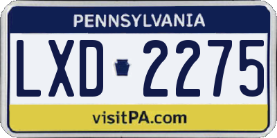 PA license plate LXD2275