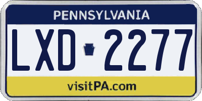 PA license plate LXD2277