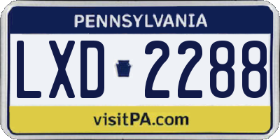PA license plate LXD2288