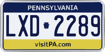 PA license plate LXD2289