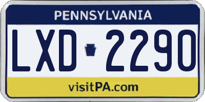 PA license plate LXD2290
