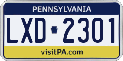 PA license plate LXD2301