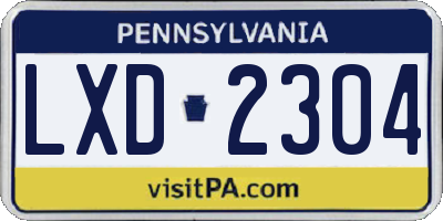 PA license plate LXD2304