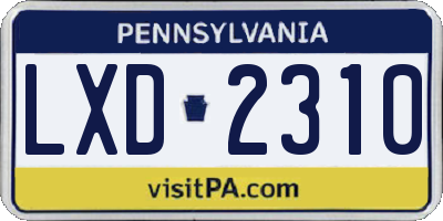 PA license plate LXD2310