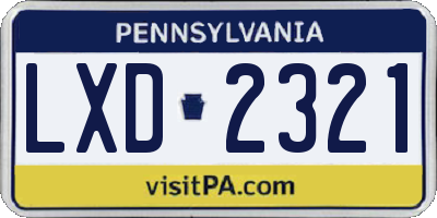 PA license plate LXD2321