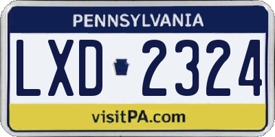 PA license plate LXD2324