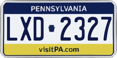 PA license plate LXD2327