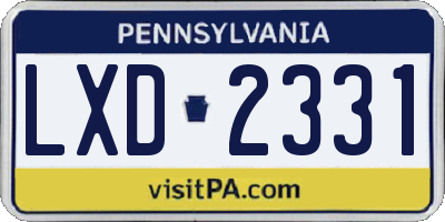PA license plate LXD2331