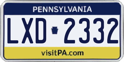 PA license plate LXD2332