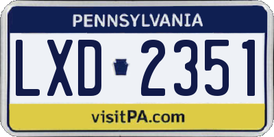 PA license plate LXD2351
