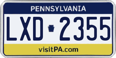 PA license plate LXD2355