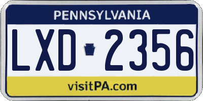 PA license plate LXD2356