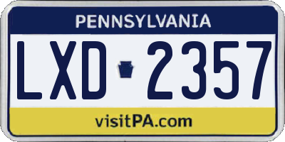 PA license plate LXD2357