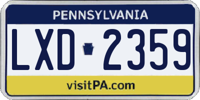 PA license plate LXD2359