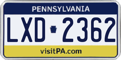 PA license plate LXD2362