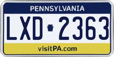 PA license plate LXD2363