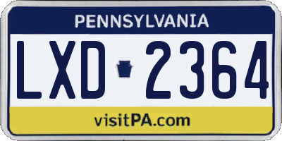 PA license plate LXD2364