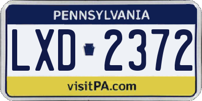 PA license plate LXD2372
