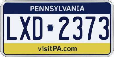 PA license plate LXD2373
